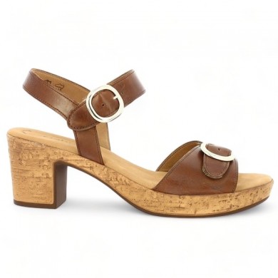 Camel leather platform sandal Gabor grandes pointures femme Shoesissime, side view