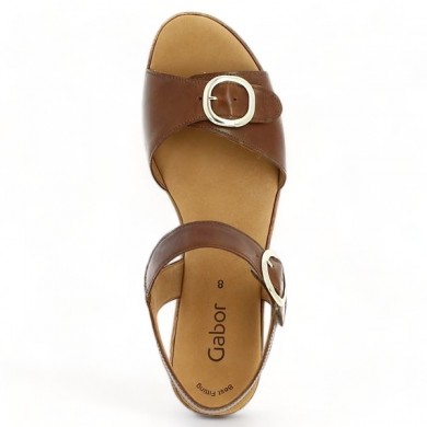 Camel leather wedge sandal Gabor women's large sizes Shoesissime, side view
