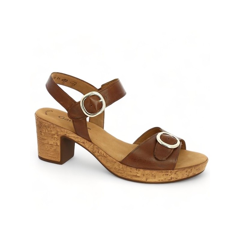 Sabot plateforme cuir camel Gabor 42, 43, 44, 42.5 Shoesissime, vue profil