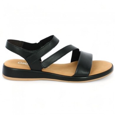 Gabor black flat sandal large size 42.063.27, side view