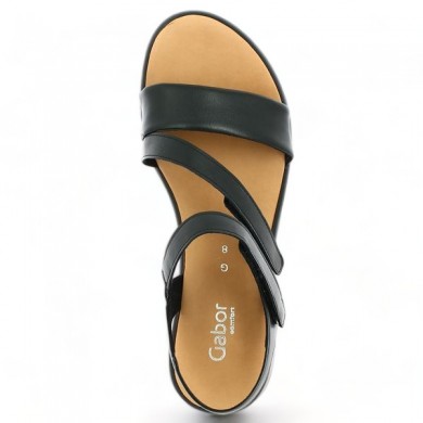Black flat sandals Gabor 8, 8.5, 9, 9.5 42.063.27 adjustable Shoesissime, top view