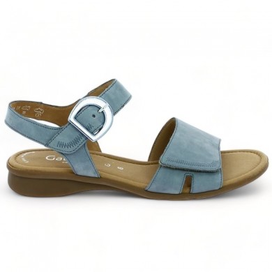 Light blue sandals Gabor confort réglable 46.062.26 large women's size, side view