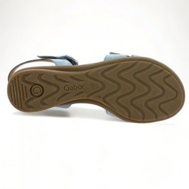 Sandale bleu ciel Gabor confort 42, 42.5, 43, 44 femme réglable velcro 46.062.26 , vue semelle