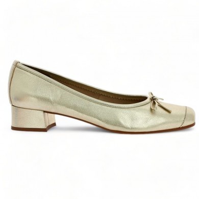 ballerine petit talon dorée 42, 43, 44, 45 femme Shoesissime, vue coté