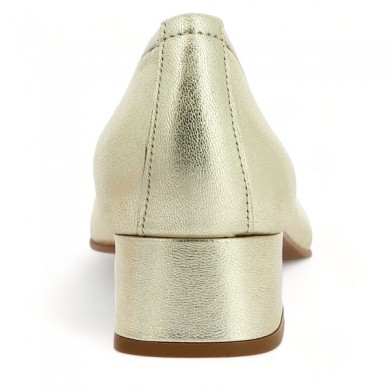 Shoesissime women's 42, 43, 44, 45 small gold heel shoe, rear view