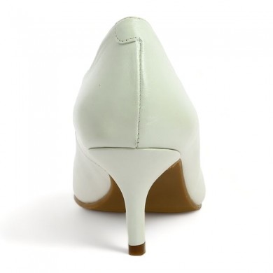 escarpin grande taille petit talon blanc nacré mariage cérémonie , vue talons