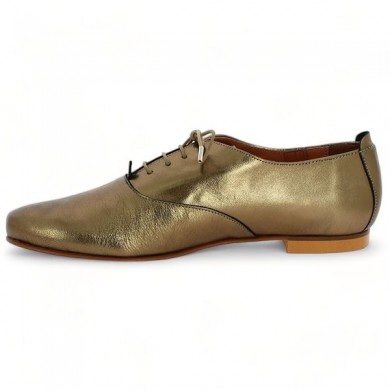 Shoesissime gold bronze women's lace-up shoe extra flat large size, inside view