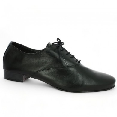 folie's women's black derbies large size, profile view