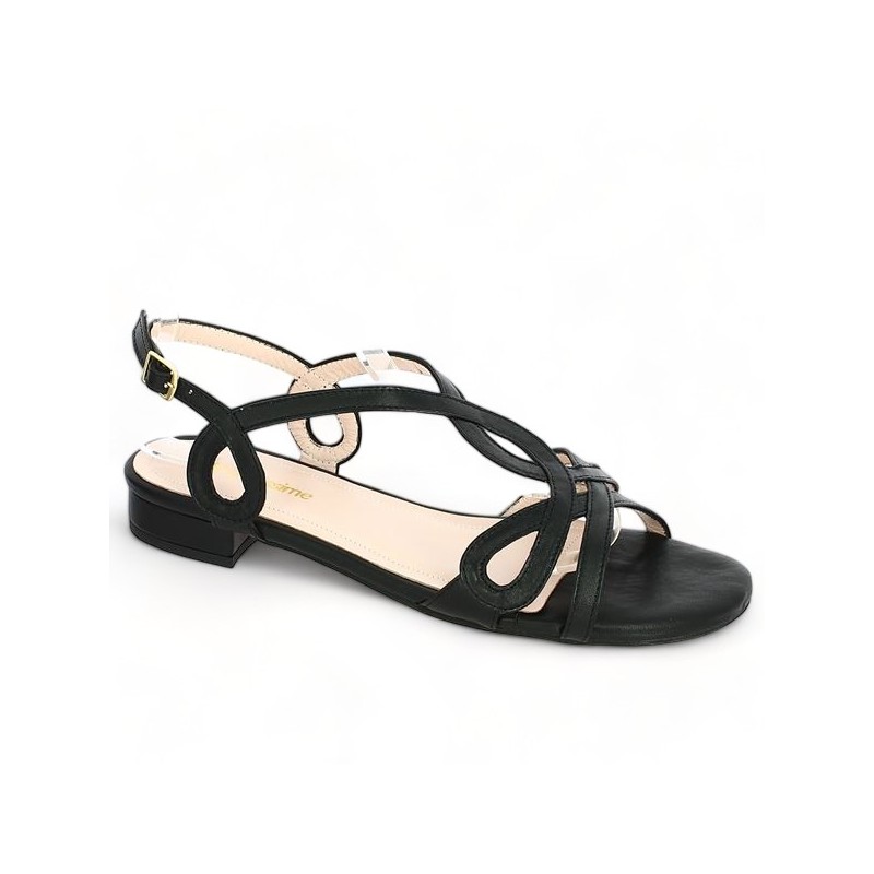 Shoesssime large size chic black flat sandal, profile view