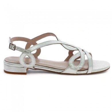 Shoesissime women's large silver flat sandal, side view