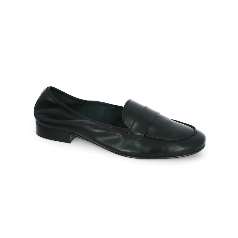 moccasin woman elasticized black leather 42, 43, 44, 45 Shoesissime, profile view