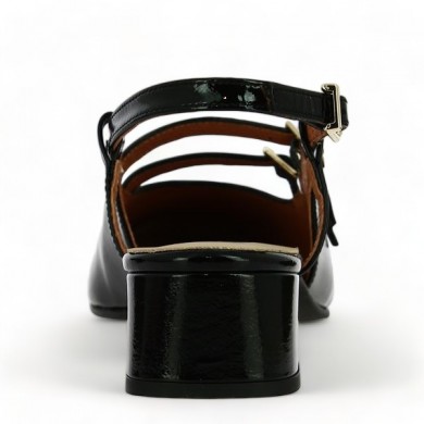 sandale vernie noire petit talon 42, 43, 44, 45 Shoesissime, vue arrière