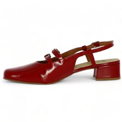 sandales vernis rouge petit talon 42, 43, 44, 45 femme Shoesissime, vue intérieure