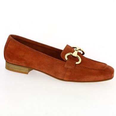 Ochre loafer with gold chain 42, 43, 44, 45 women, profile view