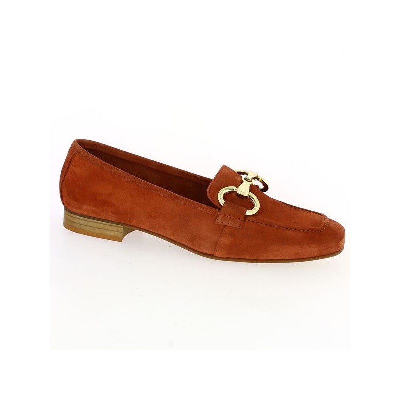 Ochre loafer with gold chain 42, 43, 44, 45 women, profile view