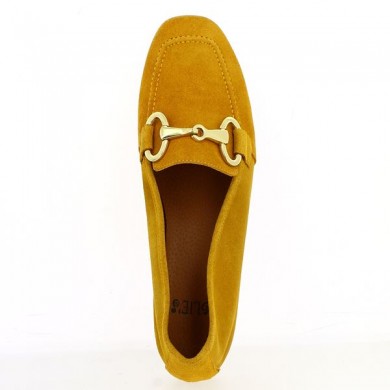 Folie's Shoesissime large size yellow moccasin, top view