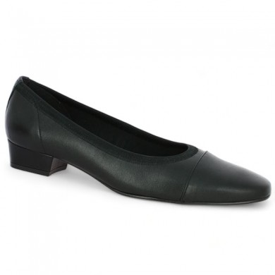 ballerina small black heel square toe large size, profile view