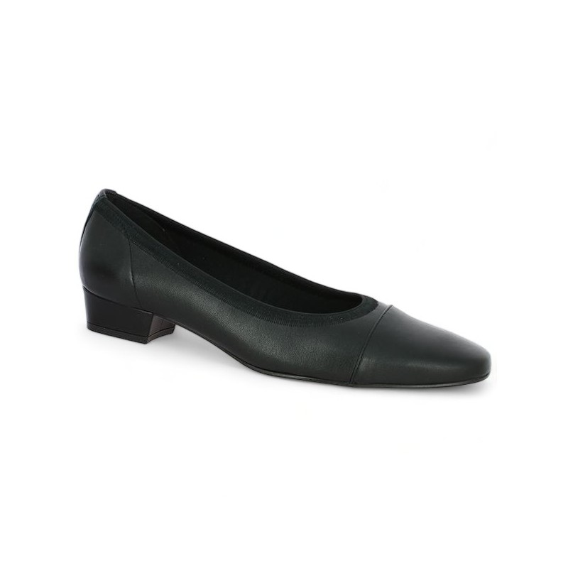 ballerine petit talon noir bout carré grande taille, vue profil