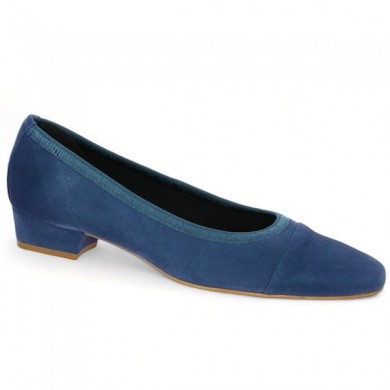 escarpin velours bleu 42, 43, 44, 45 Shoesissime, vue profil