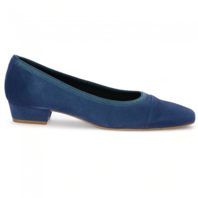 escarpin velours bleu grande taille Shoesissime, side view