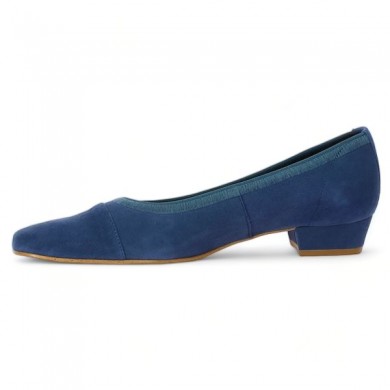 Shoesissime women's large blue velvet trotter, inside view