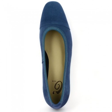 escarpin velours bleu grande pointure Shoesissime, top view