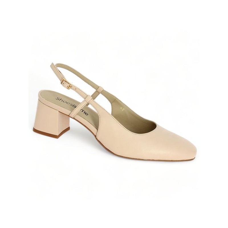 Shoesissime 42, 43, 44, 45 women's nude leather babies, profile view