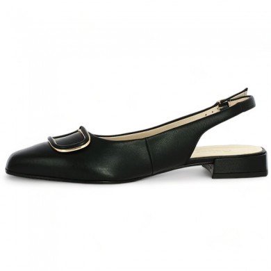 gabor 42, 42.5, 43, 44 flat black open heel shoe, interior view