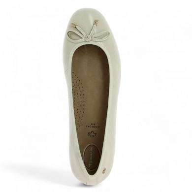 Ballerina Tamaris Confort Crème chaussures grande size femme Shoesissime, top view