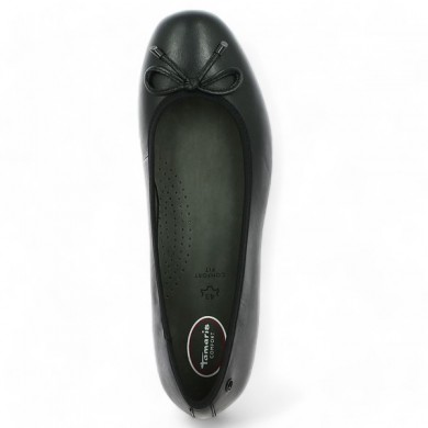 ballerina black removable sole large size Tamaris Confort Shoesissime, top view