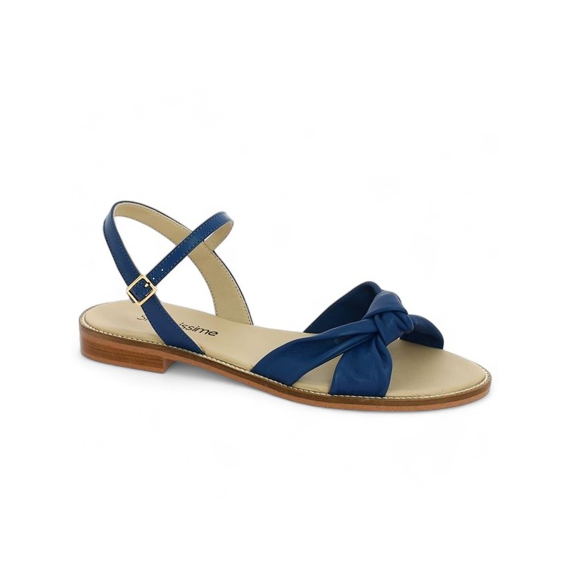 sandales grande taille femme bleu plate 42, 43, 44, 45 Shoesissime, vue profil