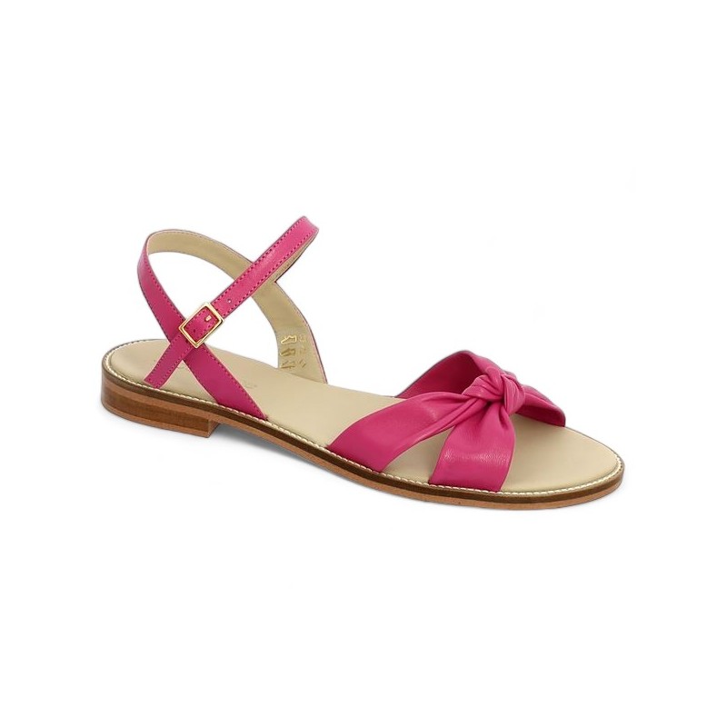 sandale plate rose grande taille femme Shoesissime, vue profil