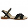 sandale plate cuir noir shoesissime chaussures grande pointure, vue coté