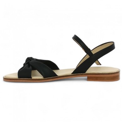 classic flat sandal in black leather, large size, inside view