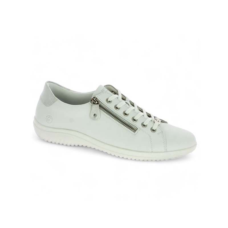 Sneakers blanc fermeture éclair D1E03-80 grande taille femme Remonte, vue profil