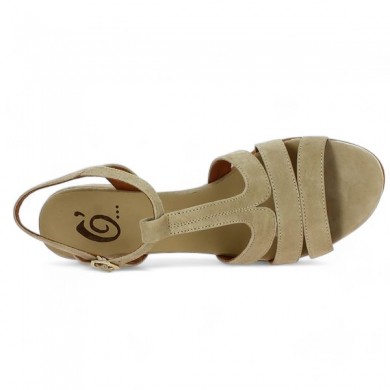 Shoesissime classic sandal large size 4 cm beige velvet heel, top view