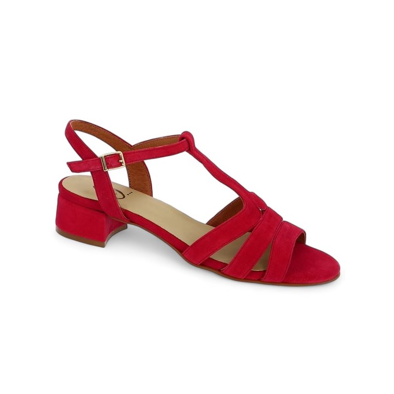 sandale rouge habillée 42, 43, 44, 45 petit talon femme Shoesissime, vue profil