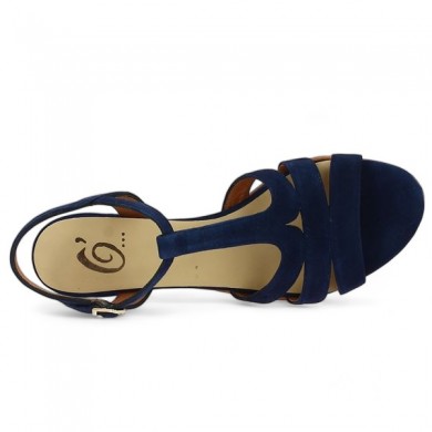 sandalette small heel navy blue chic woman large size Shoesissime, top view