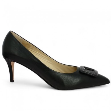 sophisticated black pump large size 7 cm Shoesissime heel, side view