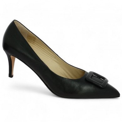 women's black pump big size 7 cm Shoesissime heel, profile view