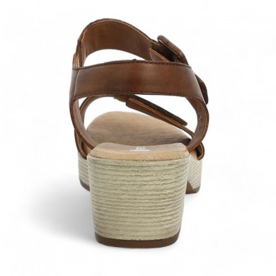 Sandal clog look large size Camel leather adjustable D0N52-24 Shoesissime, heel view