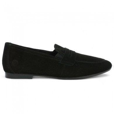 Low black velvet shoe Remonte D0k02-00 large size, side view