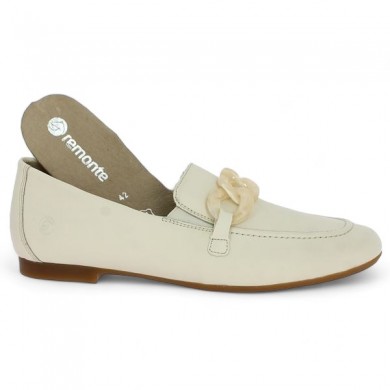White moccasin with removable sole 42, 43, 44, 45 women Remonte Shoesissime chain, inside view