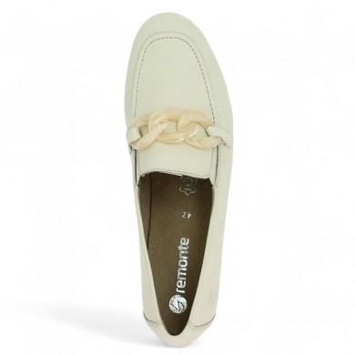 Moccasin blanc femme grande pointure chaine Remonte Shoesissime, top view