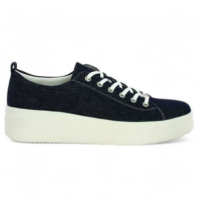 Blue jeans sneakers with thick sole large size woman D1C03-14 Remonte, side view