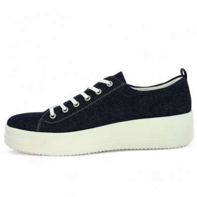 Sneakers femme grande taille semelle épaisse bleu jeans femme D1C03-14 Shoesissime, vue intérieure