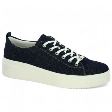 Sneakers blue jeans thick sole large size woman D1C03-14 Remonte, profile view