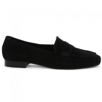 mocassin classique grande pointure femme nubuck noir, vue coté