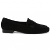 mocassin classique grande pointure femme nubuck noir, vue coté
