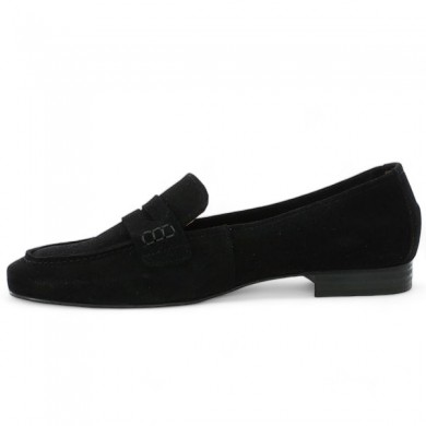 mocassin classique grande taille femme nubuck noir, vue intérieure
